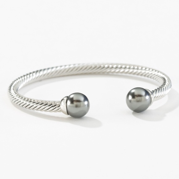 Swarovski Touchstone With a Twist Bracelet Dark Gray Pearl - Picture 1 of 4